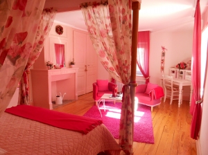 Salon Chambre d'hôtes Rose - La Maison du Parc - Yzeron